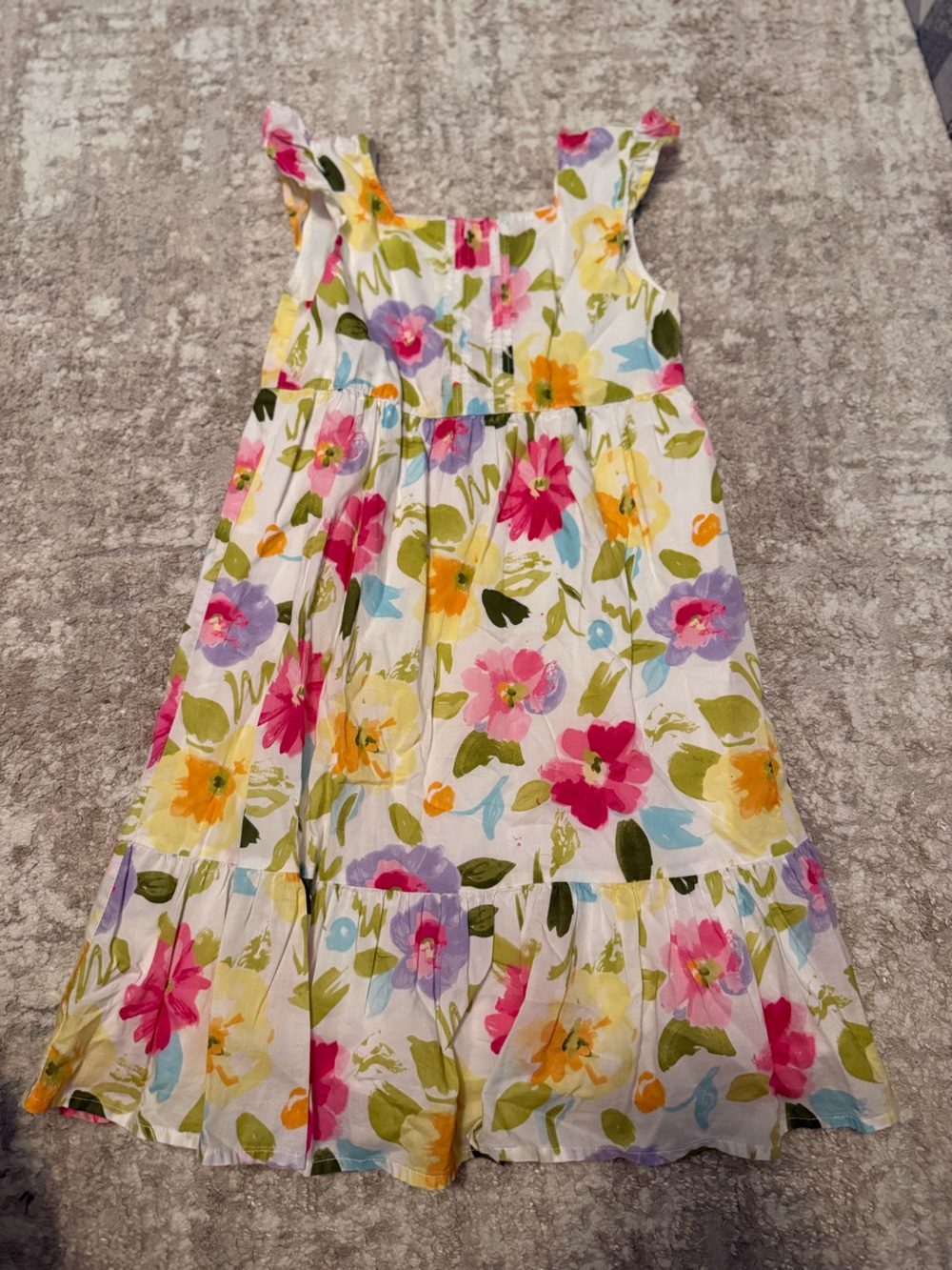 Gymboree White Sundress with Pink, Yellow, Purple & Green Floral Print size 6